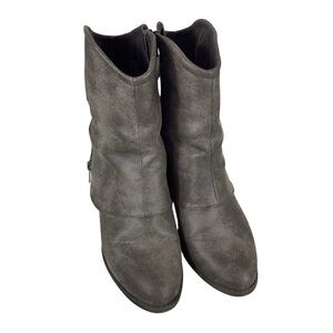 Pop LAUPER ANKLE BOOTS 2 1/2” Block Heel Side Zipper Grey Zipper Closure size 9M